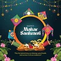 Happy Makar Sankranti Background with gradient color concept vector