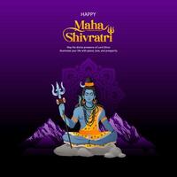 happy maha shivratri vertical background with mountain background vector