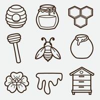 set of honey with outline style good for logo, icon, coloring page, coloring book, element design, etc vector