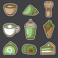 set of matcha sticker good for sticker, badge, element design, icon, etc vector