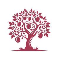 an apple tree with fruit on it white background vector