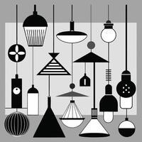 An set of different types of lamps and lights vector