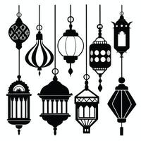 a set of different types of lanterns design on a white background vector