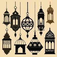 Creative set of a Islamic lanterns design on a white background vector