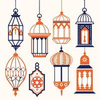 islamic lanterns set design on a white background vector