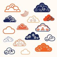 set of clouds and clouds design on a white background vector