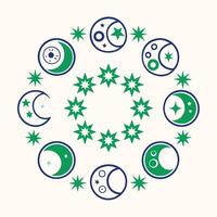 the moon and stars are arranged in a circle vector
