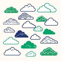 set of clouds line art design on a white background vector