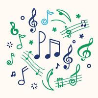 music notes and musical notes in a circle design on a white background vector