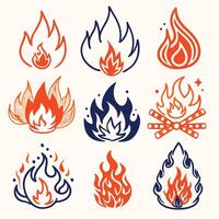 fire icons set design on a white background vector