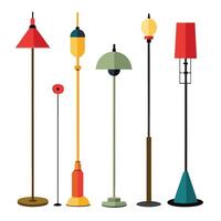 a set of different types of lamps on a white background vector