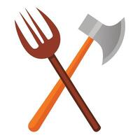 fork and axe icon set design vector