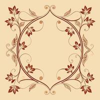 a decorative frame with flowers and leaves on a beige background vector