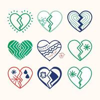 broken heart icon set design on a white background vector
