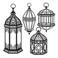 a set of four different types of lanterns vector