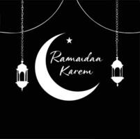 ramadan greeting card with lanterns and crescent design vector