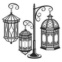 three lanterns on a stand vector