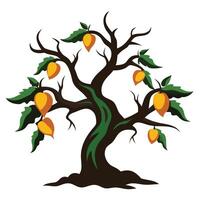 a tree with fruit on it, with leaves and branches vector