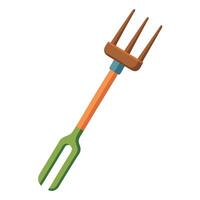a fork with a green handle and a handle vector
