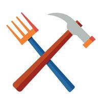 fork and hammer icon design on a white background vector