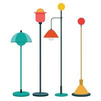 a set of floor lamps with different colors vector
