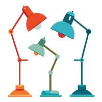 three lamps with different colors on a white background vector
