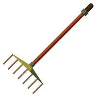 a rake with a wooden handle on a white background vector