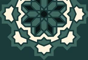 a green and white geometric pattern on a black background, pattern on a green background. Islamic ornament vector