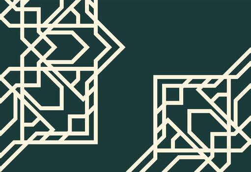 an abstract pattern with geometric shapes on a green background vector