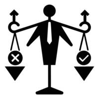 business decision, balance scale, right and wrong choices vector