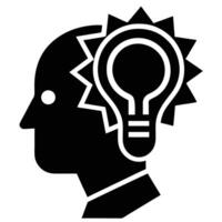 lightbulb emerging from head, concept of idea generation vector