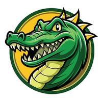 An alligator head with sharp teeth and a green background vector