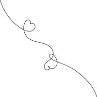 Elegant continuous line drawing of two hearts interweaving on a white background vector
