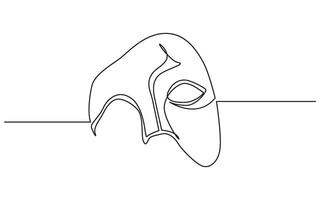 Single Line Drawing of a Venetian Carnival Mask for Creative Arts Projects vector