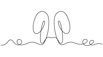 Continuous line art depicting stylized rabbit ears on a wavy ground, single stroke vector