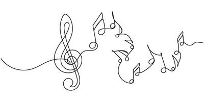 Elegant single line music notes and treble clef on white background vector