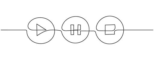 Minimalist one line drawing of media controls in simplistic style art vector