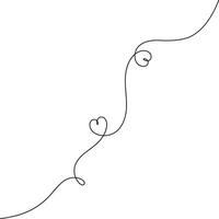 Continuous Line Art with Heart Motifs Ascending Diagonally, minimalist concept vector