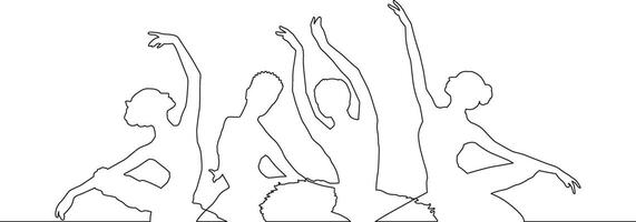Elegant ballet dancers poised in harmonious positions minimal art vector