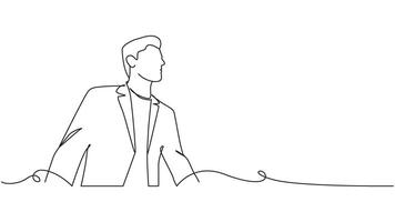 Contour drawing of a man in a jacket, minimal line art illustration vector