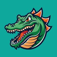 The head of an alligator mascot on a green background vector