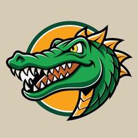 Mascot illustration of an alligator head on a white background done in retro style vector