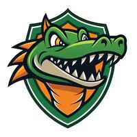 An alligator mascot head on a shield vector