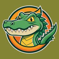 An alligator mascot head in a circle vector