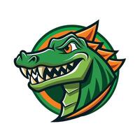 An alligator head with an orange and green crest vector
