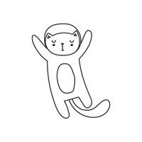 The cat in space. Black and white illustration on an isolated background. vector