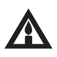 Warning sign with a candle and flame, indicating fire hazard. vector