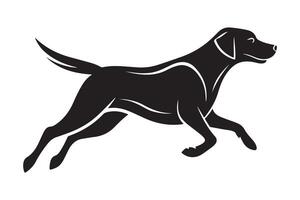 A black and white dog running on a white background vector