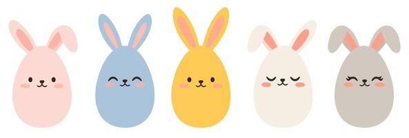 Set of cute colorful Easter eggs with bunny ears vector