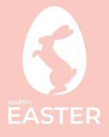 Happy Easter greeting card with egg with bunny silhouette in modern style vector